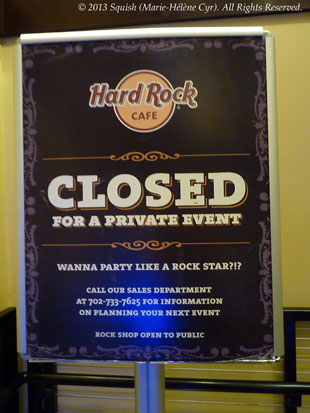 Party de bienvenue du voyage du fan club au Hard Rock Cafe de Las Vegas, Nevada, États-Unis (19 avril 2013)